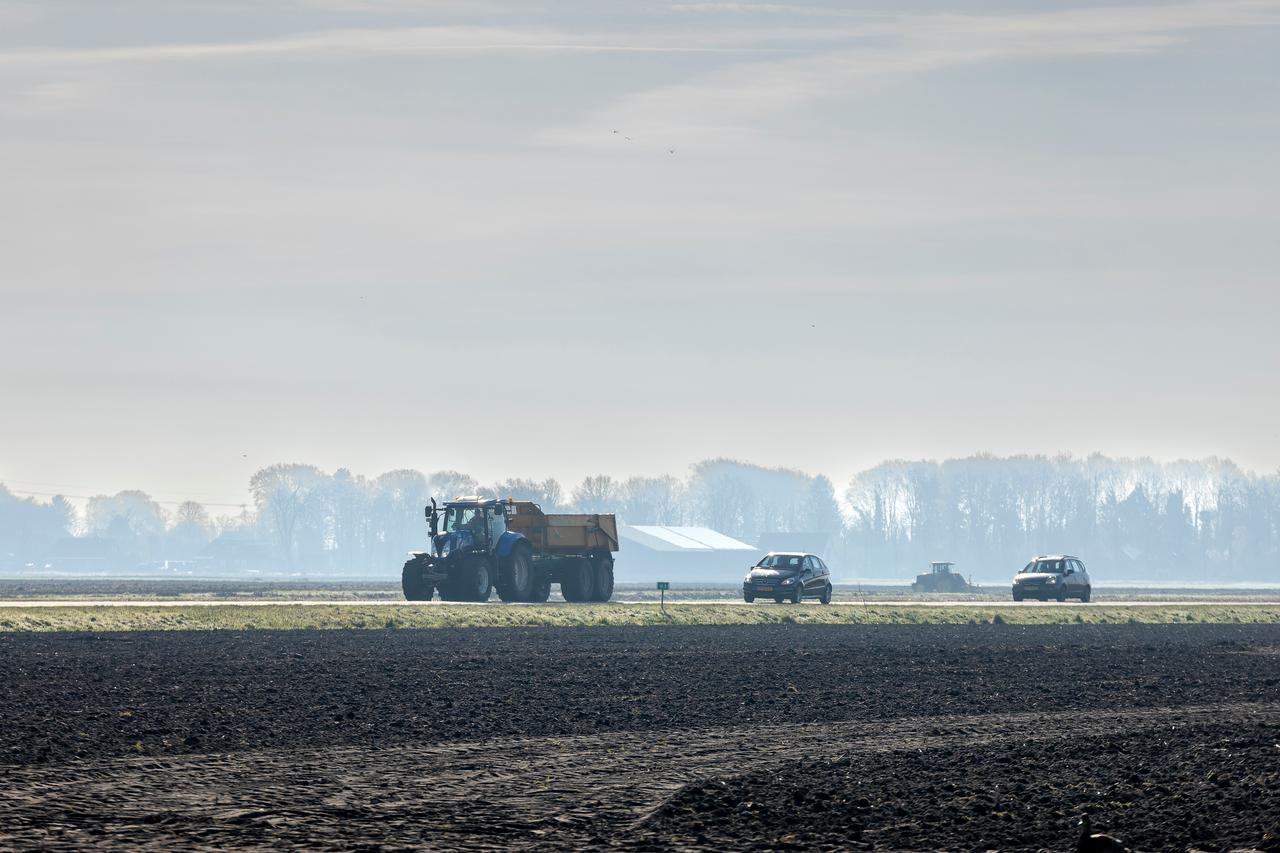 Tractor in het Drentse buitengebied