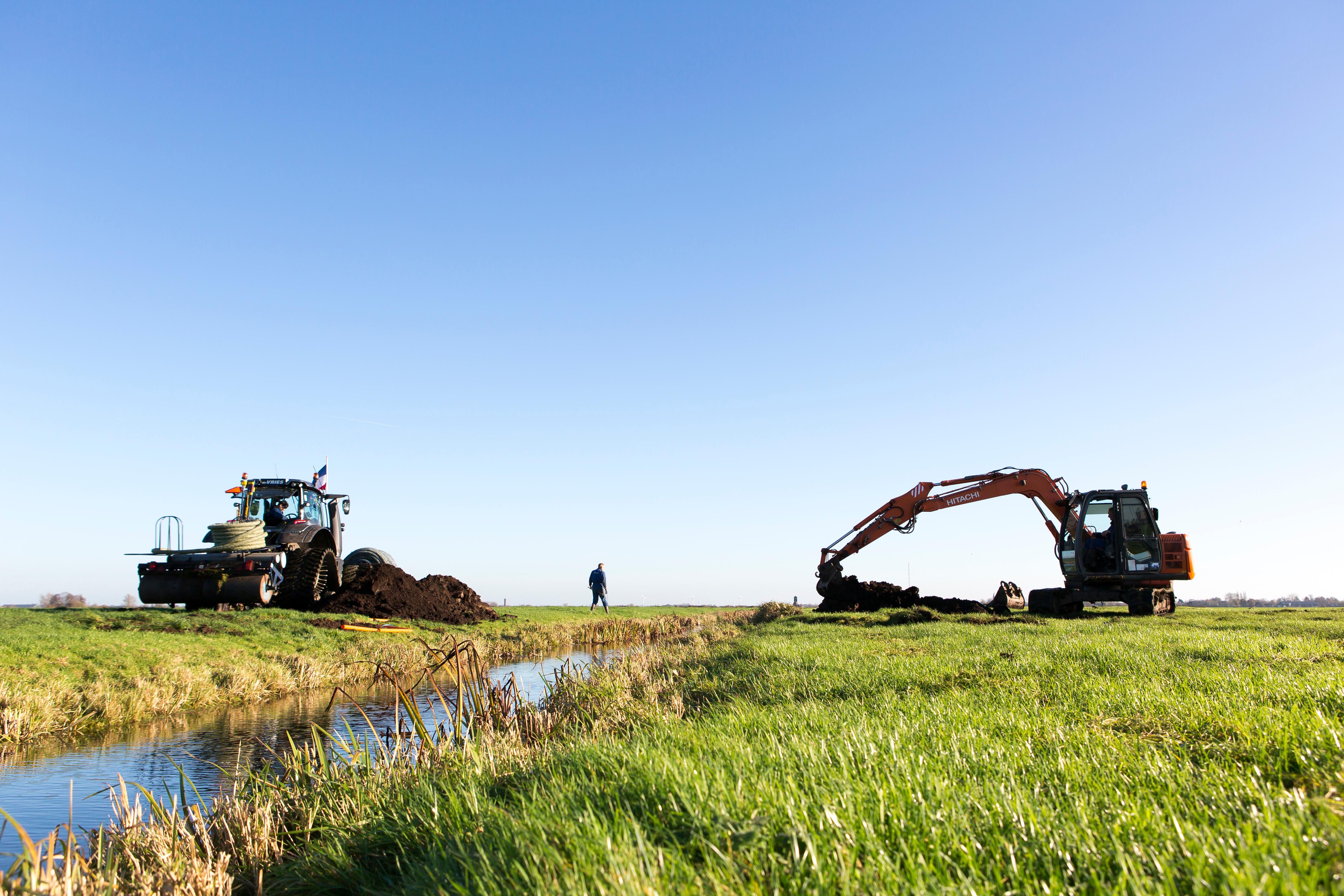 drainage aanleggen op perceel grasland